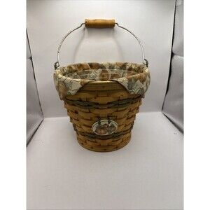 Longaberger 2002 Autumn Sage Pail  With Fabric And Protector Tie And Insert